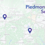 map of piedmont triad with pins on our location