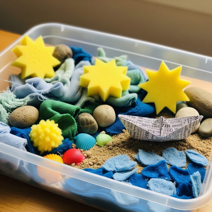 water themed sensory bin
