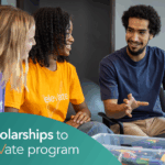 image of 3 elevate students with text reading full scholarships to our elevate program