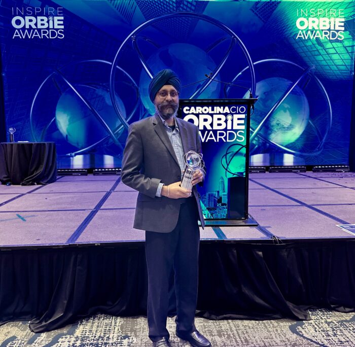 CIO Pawanjit Singh being awarded an orbie award