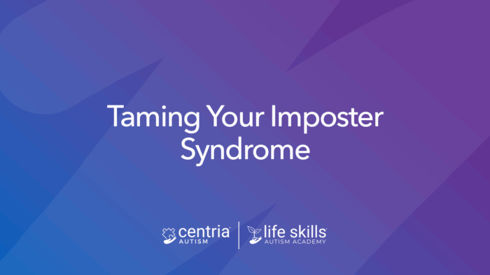 graphic that reads "taming your imposter syndrome"